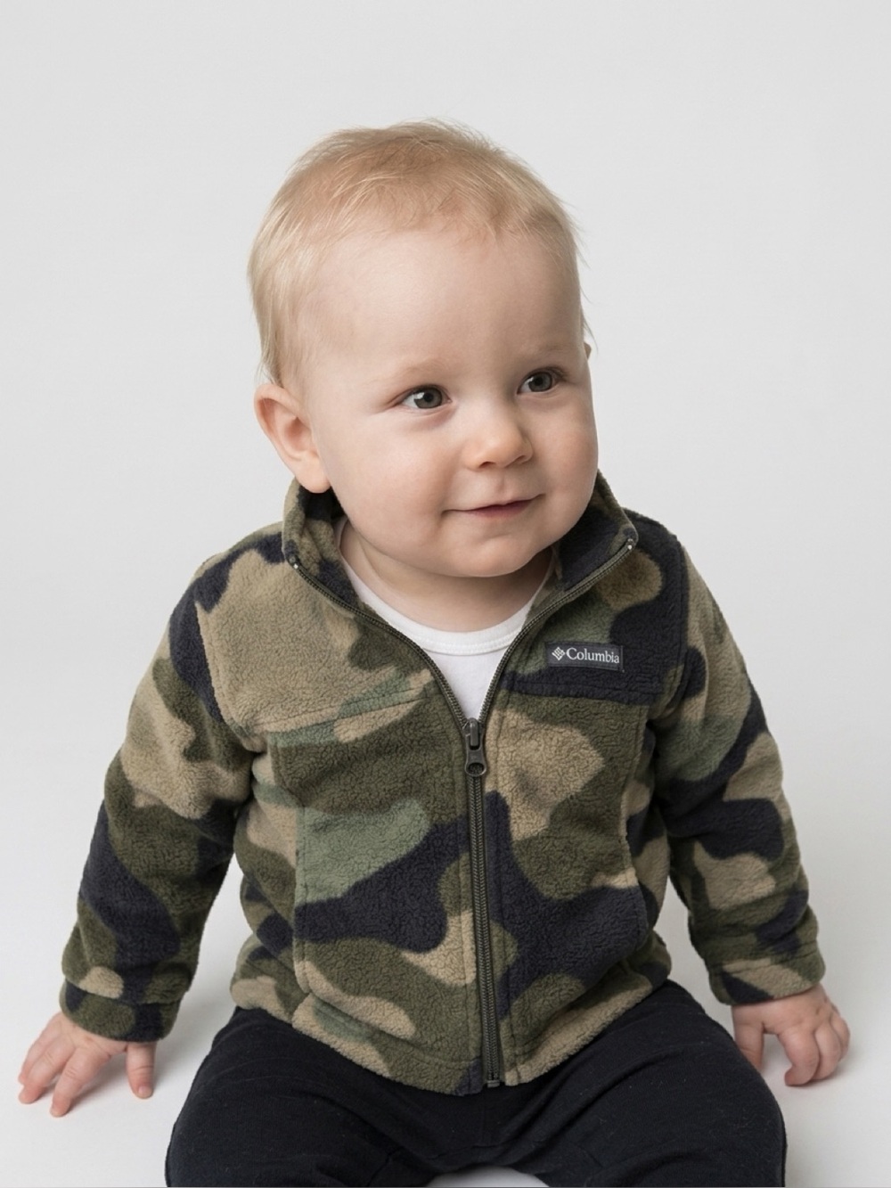 Columbia Kids Green & Black Camo Fleece Jacket